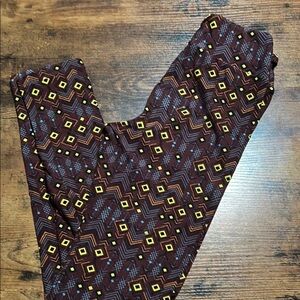 LuLaRoe Geometric Brown and Yellow Leggings